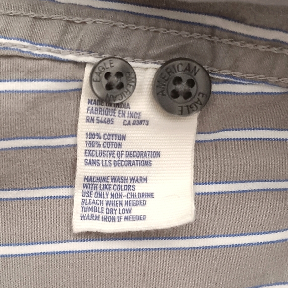 AMERICAN EAGLE OUTFITTERS Vintage Fit Grayish Tan With White Stripes Shirt XXL - Picture 5 of 5